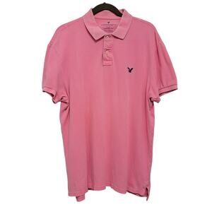 American Eagle Pink Polo Barbiecore Beachy Faded 603